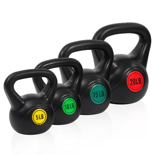 BalanceFrom Wide Grip Kettlebell Exercise Fitness Weight Set, 4-Pieces: 5lb, 10lb, 15lb and 20lb