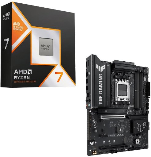 AMD Ryzen 7 9800X3D, ASUS B650E-E TUF Gaming WiFi AM5 CPU Motherboard Bundle