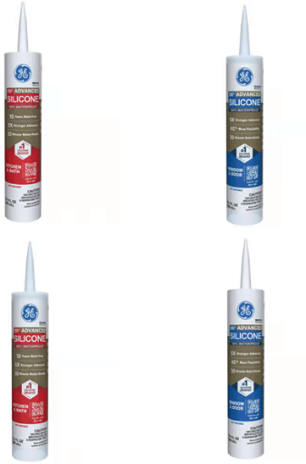 GE Advanced White or Clear Silicone Sealants 10.1 oz Dispensers