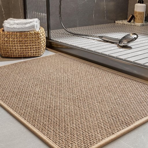 PADOOR 17"x24" Braided Quick-Dry Bath Mat w/ Rubber Backing (Beige)