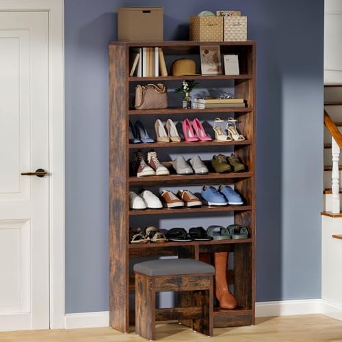 YITAHOME 8-Tier Shoe Cabinet w/ Hidden Bench