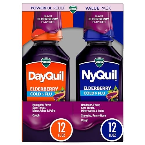 VICKS DayQuil & NyQuil Elderberry Flavor Cold & Flu Liquid Medicine Deal
