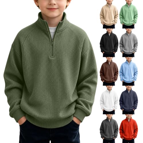 Boys Quarter Zip Waffle Knit Sweatshirt Deal
