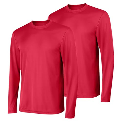 Hanes Sport Men's Long-Sleeve T-Shirt 2-Pack, Deep Red