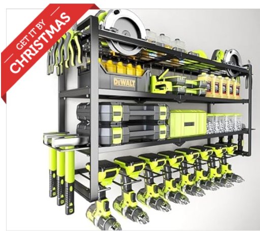 4-Tier Garage Storage Cordless Tool Organizer w/ 8-Slots