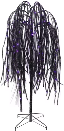 Outdoor LED 10-Function Willow Tree, Orange and Purple, 6' Halloween