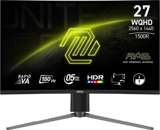 MSI MAG 27CQ6PF 27" QHD 180Hz Rapid VA Curved Gaming Monitor
