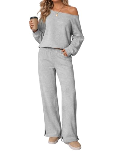 2 Piece Off the Shoulder Sweatshirt and Pant Set Deal