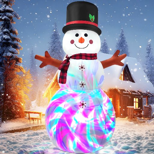 IZNEN 6FT Christmas Inflatable Outdoor Snowman with Built-in Rotating Disco Light