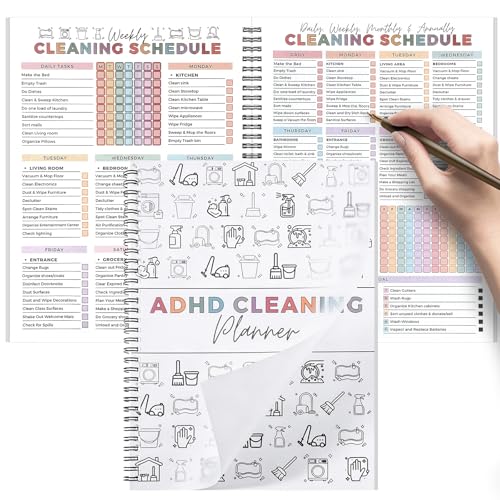 Thboxes ADHD Reusable House Cleaning Schedule Planner w/ Daily, Weekly & Monthly Layouts