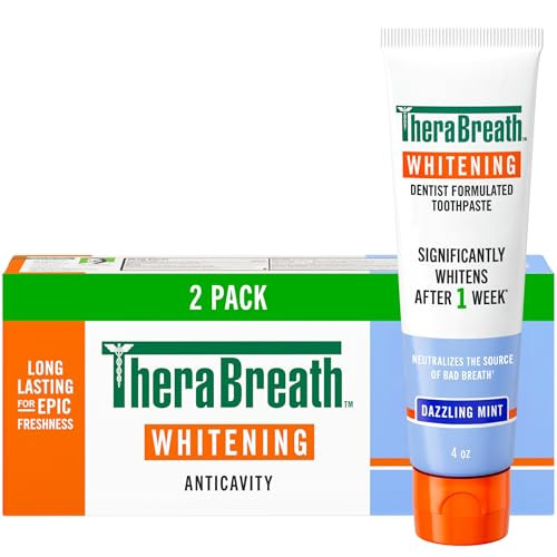TheraBreath Whitening Toothpaste 2-Pack 4-Oz, Dazzling Mint