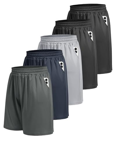 BOOJO Athletic Gym Men's Shorts w/ Pockets 5-Pack Deal