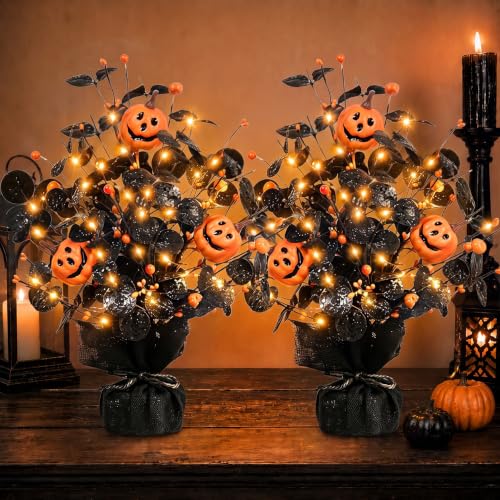 2-Pack Lighted Halloween Table Trees