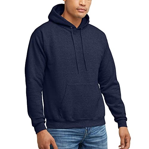 Hanes Men's EcoSmart Fleece Pullover Hooded Sweatshirt (Heather Navy) Deal