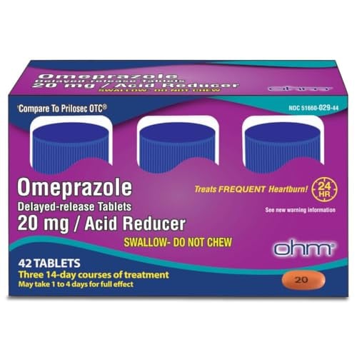 Omeprazole 20mg 42-Count Delayed-Release Tablets
