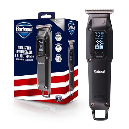 Barbasol Men's T-Blade Rechargeable Hair & Beard Trimmer with 6 Guide Combs