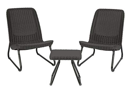 Keter Rio 3 Piece Resin Wicker Patio Furniture Set, Dark Grey Deal
