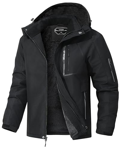 UTWGN Men's Ski Jacket Winter Warm Snow Coat Waterproof Windbreaker Hooded Work Outerwear Snowboarding Jackets Deal
