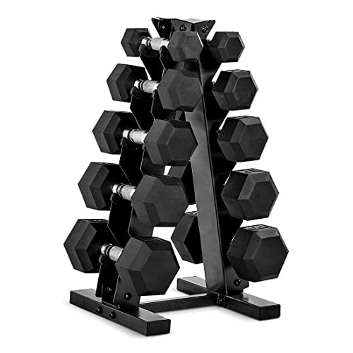 CAP Barbell Coated Dumbbell Set with Vertical Rack