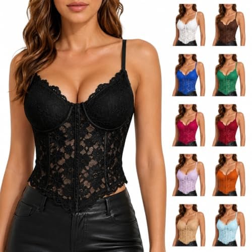 Floral Lace Spaghetti Strap Bustier Top Deal