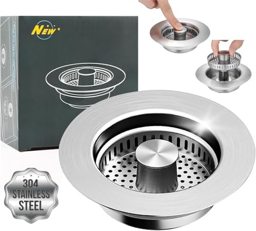 3-in-1 Stainless Steel Kitchen Sink Strainer Stopper