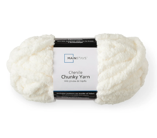 Mainstays Chunky Chenille Yarn 31.7 yd Ivory