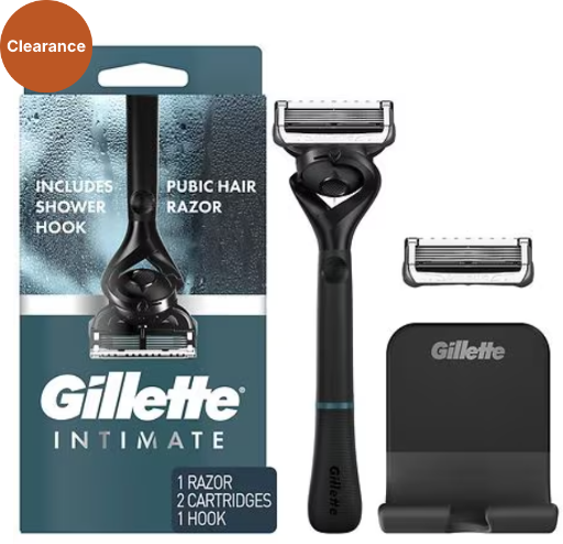 Gillette Intimate Razor for Men, 1 Handle, 2 Blade Refills