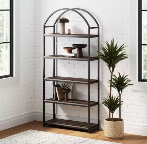 Nathan James Haven 72in H x 33in W 5-Shelf Etagere Bookshelf