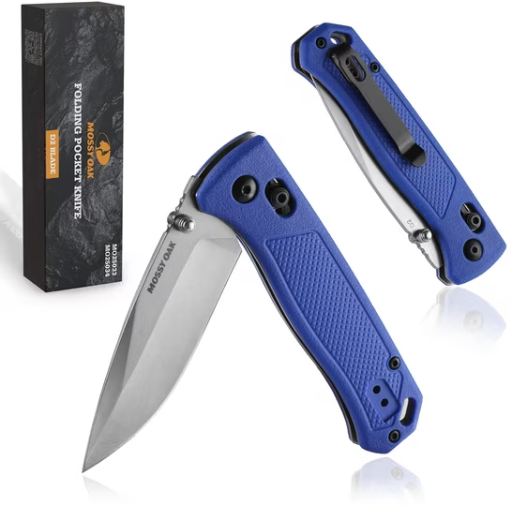 Mossy Oak Folding Pocket Knife with D2 Blade - Blue Deal