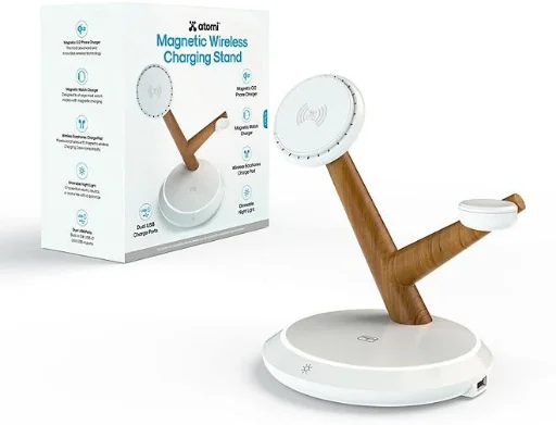 Atomi Magnetic Wireless Charging Stand 25W Qi2 with 15W iPhone, 3W Apple Watch, 3W iPods Charging Pads Deal