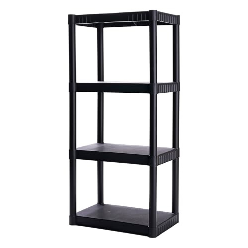  Plano 4 Shelf Plastic Shelving Unit, 48” x 23” x 14”, 200lb Capacity