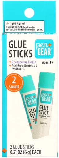 Pen+Gear Washable Disappearing Purple Glue Sticks, 2 Count Deal
