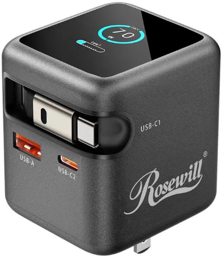 Rosewill 70W Retractable USB-C Wall Charger with Built-in Cable Deal