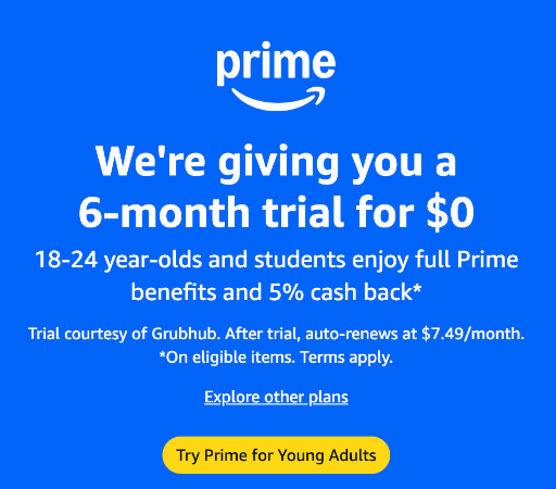 Amazon Prime Student / Young Adults 18-24