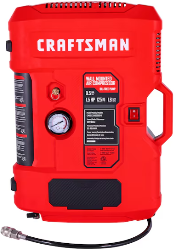 CRAFTSMAN Wall-Mount Built-In Hose Reel 0.5-Gallon 125 PSI Vertical Air Compressor Deal