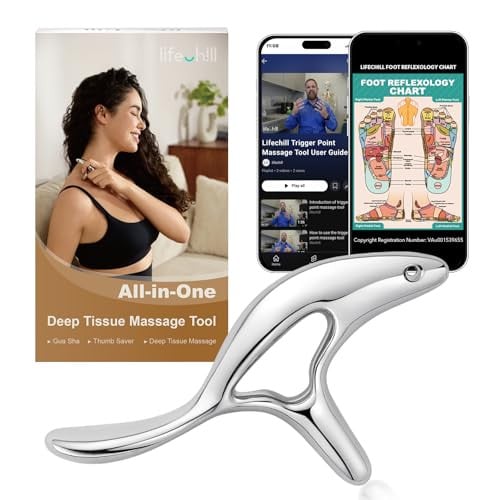 Lifechill Trigger Point Massage Tool for Deep Tissue & Gua Sha (Silver)