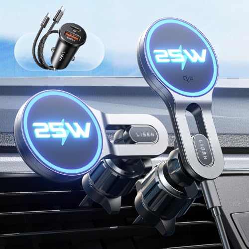 LISEN Qi2.2 25W MagSafe Car Mount Charger w/ Cooling Fan