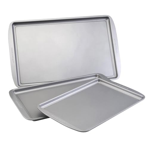 3-Piece Farberware Nonstick Bakeware Cookie Sheet Pan Set (Gray)