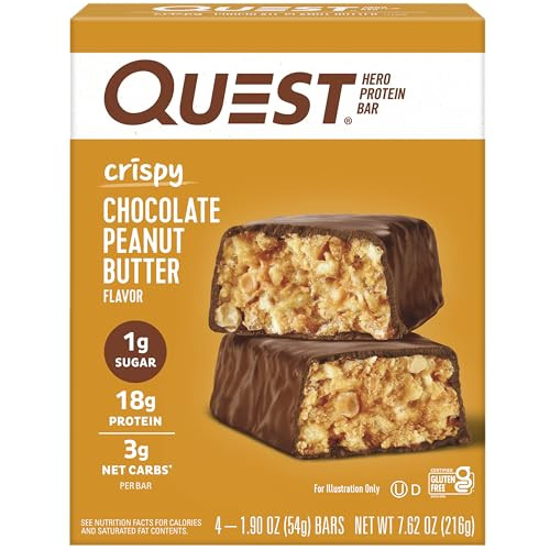 Quest Crispy Hero Protein Bar Chocolate Peanut Butter 4 Count