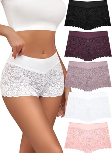 ALL OF SHE Lace Boyshort Sexy Underwear Womens Panties Cheeky Plus Size