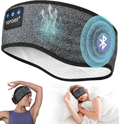 TOPOINT Sports Headband Earphones Sleeping Bluetooth Wireless with USB C