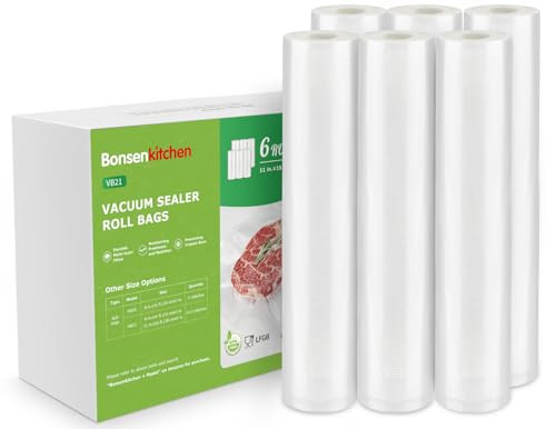 Bonsenkitchen 6-Pack 11"x16' Vacuum Sealer Bag Rolls