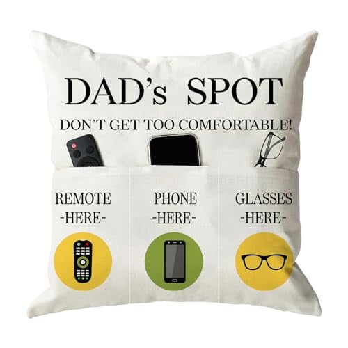 Father's Day Dad's Spot Throw Pillow Covers 18 x 18 Inch 3-Pocket Deal