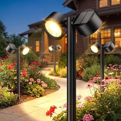 Four Pack 24 Inch Tall Solar Pathway Lights Outdoor Deal