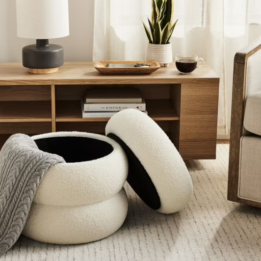 Mainstays Boucle Cloud Storage Ottoman, Cream Deal