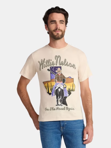 Willie Nelson Men's and Big Men's Graphic Tee with Short Sleeves, Sizes S-3XL Deal