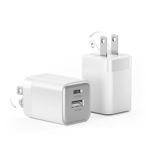 Wegear 2-Pack 30W Dual-Port USB-C & USB-A GaN Wall Charger w/ Foldable Plug
