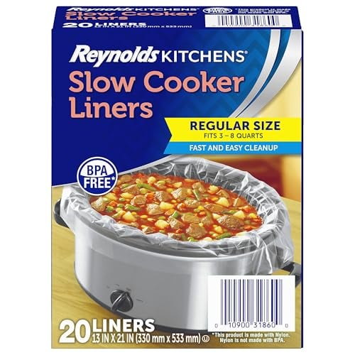 Reynolds Kitchens 20-Pack Slow Cooker Liners, Regular Size, Fits 3-8 Quarts
