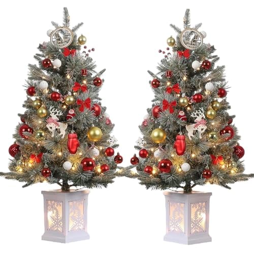 7.5' Pre-Lit Artificial Christmas Tree with Snowflake Decoration Deal