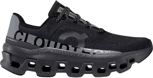 On Women's Cloudmonster Shoes (Black/Grey)
